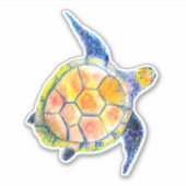かわいい水色ウミガメ シール (正面)