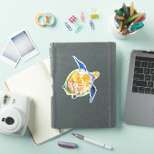 かわいい水色ウミガメ シール (iPadカバー)