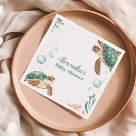 かわいい水色ウミガメ スタンダードカクテルナプキン