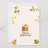 かわいい水色オレンジカボチャハローウィンパーティ 招待状 (裏面)