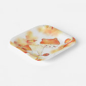 かわいい水色オレンジベア&トイベビーシャワーパップ ペーパープレート (傾斜あり)