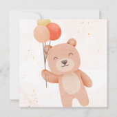 かわいい水色オレンジ色フローラクマ サンキューカード (裏面)