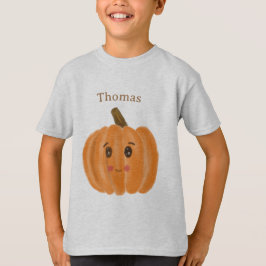 かわいい水色カボチャのモノグラム男の子Tシャツ Tシャツ