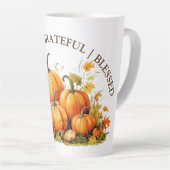 かわいい水色カボチャ感謝賛美心 カフェラテマグ (右アングル)