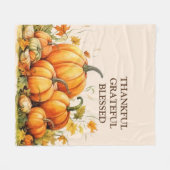 かわいい水色カボチャ感謝賛美心 フリースブランケット (正面(横))