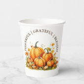 かわいい水色カボチャ感謝賛美心 紙コップ (正面)