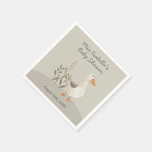 かわいい水色ガチョウ赤ちゃんシャワーナプキン スタンダードカクテルナプキン (角)