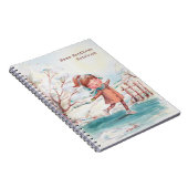 かわいい水色ガールアイススケートで滑るパーソナライズされた名 ノートブック (右側)