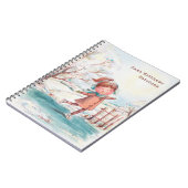 かわいい水色ガールアイススケートで滑るパーソナライズされた名 ノートブック (左側)