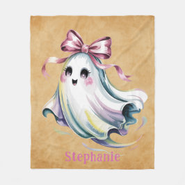 かわいい水色ガール幽霊誕生日マッシュギフト フリースブランケット
