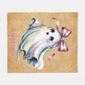 かわいい水色ガール幽霊誕生日マッシュギフト フリースブランケット (正面(横))