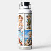 かわいい水色キッズ先生またはママ ウォーターボトル (背面)