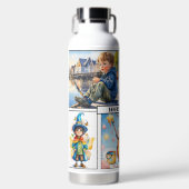 かわいい水色キッズ先生またはママ ウォーターボトル (正面)