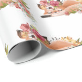 かわいい水色キツネ ラッピングペーパー (ロールコーナー)