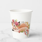 かわいい水色キツネ 紙コップ (正面)