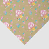 かわいい水色キノコの花ゴールデンブラウン 薄葉紙 (詳細)