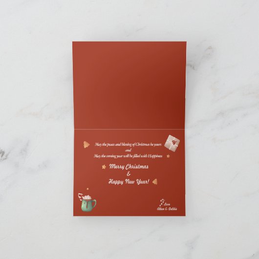 かわいい水色キャンディーケーン冬クリスマスカード シーズンカード (内部)