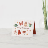 かわいい水色キャンディーケーン冬クリスマスカード シーズンカード (正面)