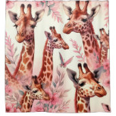 かわいい水色キリン シャワーカーテン (正面)