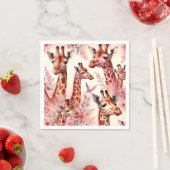 かわいい水色キリン スタンダードカクテルナプキン (インサイチュ)