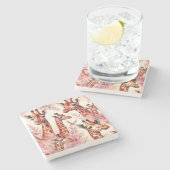 かわいい水色キリン ストーンコースター (横)