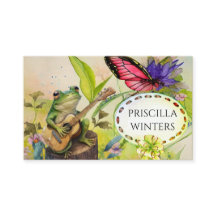 かわいい水色ギターフロッグバタフライグリーン