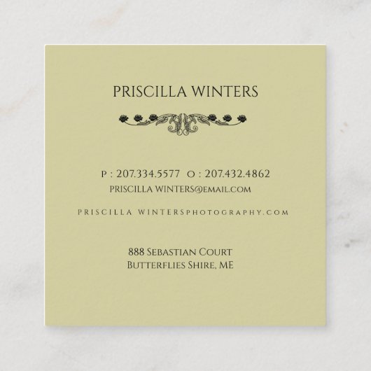 かわいい水色ギターフロッグバタフライ スクエア名刺 (裏面)