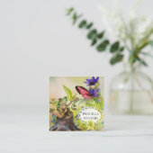 かわいい水色ギターフロッグバタフライ スクエア名刺 (スタンド正面)