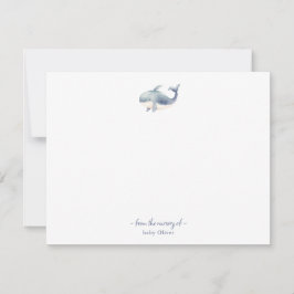 かわいい水色クジラベビーサンキューカード サンキューカード