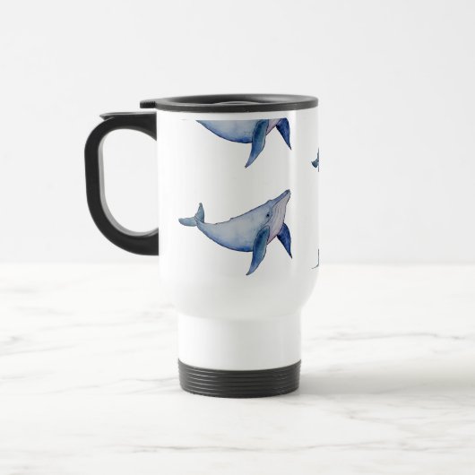 かわいい水色クジラ再利用可能なコーヒーカップ トラベルマグ (左)