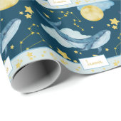 かわいい水色クジラ継ぎ目のないパターンキッズ ラッピングペーパー (ロールコーナー)