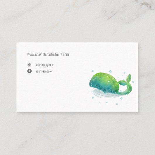 かわいい水色クジラ 名刺 (裏面)