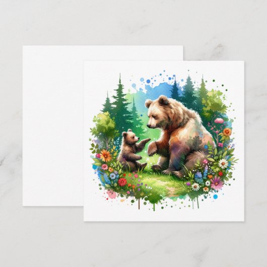 かわいい水色クマとかわいい子 (正面/裏面)