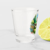 かわいい水色クマとかわいい子 ショットグラス (左)