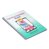 かわいい水色クマと王冠ハッピーバースデー ノートブック (右側)