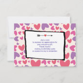 かわいい水色クマのハート柄ありがとう 招待状 (裏面)