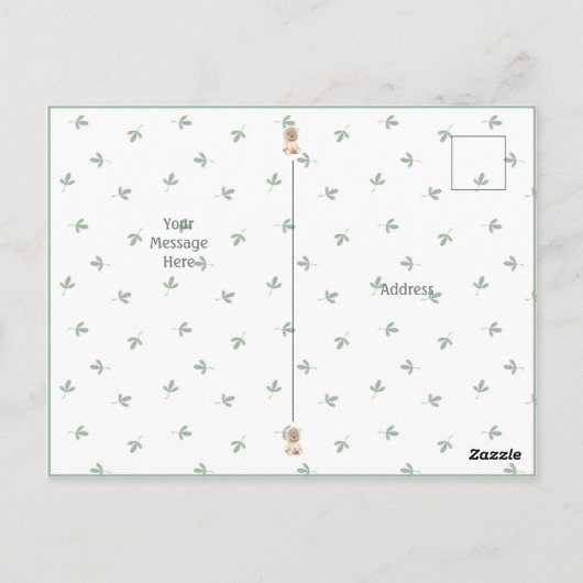 かわいい水色クマシンプルありがとう葉書 ポストカード (裏面)