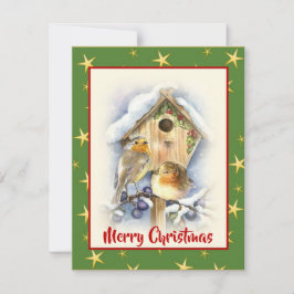 かわいい水色クリスマスツバードスノーベリー シーズンカード