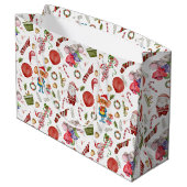 かわいい水色クリスマスネズミ&サンタキッズ ラージペーパーバッグ (裏面アングル)