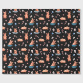 かわいい水色クリスマスピグパターン ラッピングペーパー (フラット)