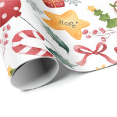 かわいい水色クリスマスフクロウ ラッピングペーパー (ロールコーナー)