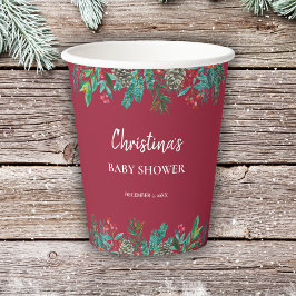 かわいい水色クリスマスベビーシャワーレッド 紙コップ