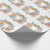 かわいい水色クリスマス出生シーン ラッピングペーパー (角)