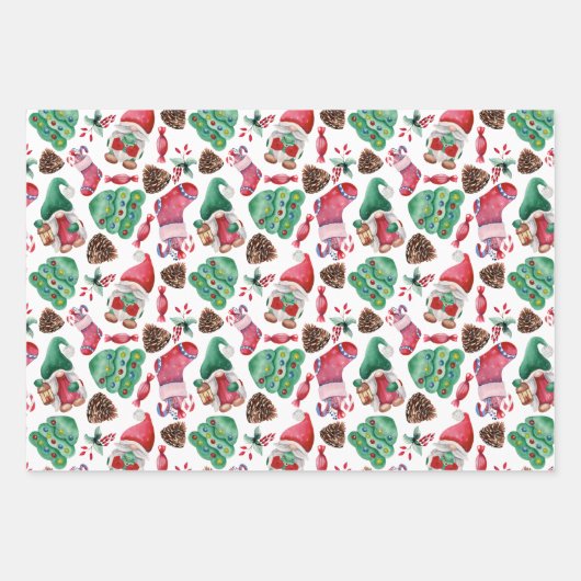 かわいい水色クリスマス格言模様 ラッピングペーパーシート (正面)