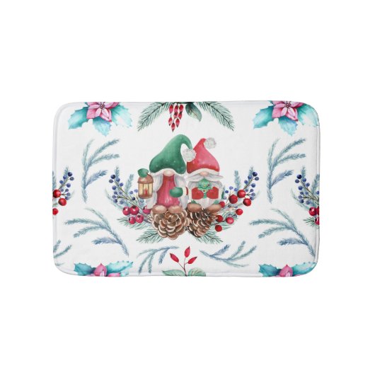 かわいい水色クリスマス格言 バスマット (正面)