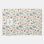 かわいい水色クリスマス美意識の緑 キッチンタオル (横)