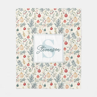 かわいい水色クリスマス美意識の緑 フリースブランケット