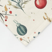 かわいい水色クリスマス美意識の緑 フリースブランケット (角)