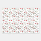 かわいい水色クリスマス雪だるま格言フクロウ ラッピングペーパーシート (正面3)