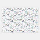 かわいい水色クリスマス雪だるま格言フクロウ ラッピングペーパーシート (正面)